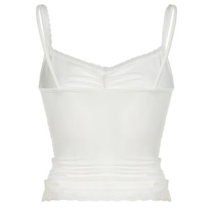 Vivien Y2K Mesh Tank Top with Bow Detail - Cute Coquette Aesthetic Top for Stylish Outfits