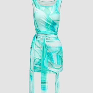 Vossen Temptress Y2K Aesthetic Wrap Tie Mini Dress for Chic Coquette Style