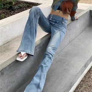 Washed High Waisted Bodycon Jeans with Belt - Vintage Slim Fit Denim for Women