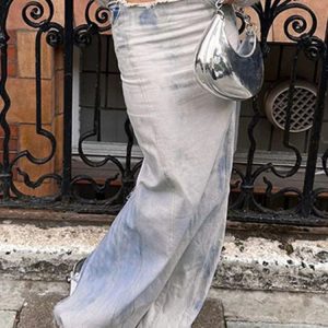 Washed Low-Waist Tassel Maxi Skirt for Women - Y2K Mermaid Style Streetwear Femme Fashion