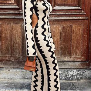 Wavy Cutout Waist Pack Knit Dress - Y2K Aesthetic Fashion for Trendy Outfits