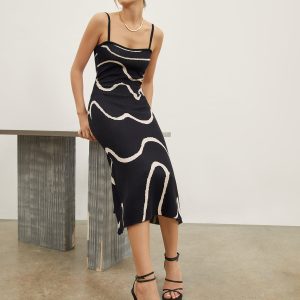 Wavy Print Midi Dress - Y2K Aesthetic Dress for Cute Outfits and Comfy Style