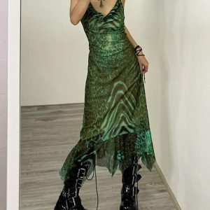 Wild Forest Y2K Aesthetic Maxi Dress - Boho Chic Style for Effortless Elegance