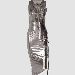 Winifred Y2K Asymmetric Cut Out Dress - Trendy Coquette Aesthetic for Stylish Outfits