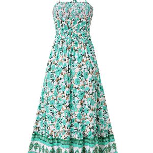 Women's Bohemian Halter Neck Dress in Vibrant Prints - Perfect for Y2K and Coquette Aesthetic