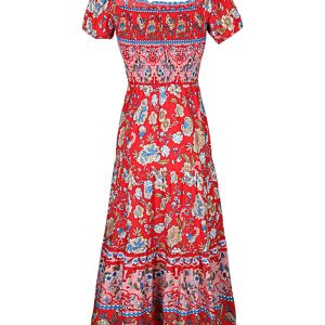 Women's Ethnic Style One-Neck Printed Dress - Y2K Aesthetic Fashion Statement