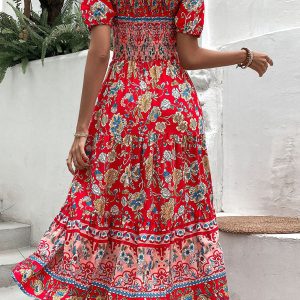 Women's Ethnic Style One-Neck Printed Dress - Y2K Aesthetic Fashion Statement