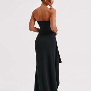 Women's High Slit Bateau Neck Tube Dress - Y2K Aesthetic Fashion Statement