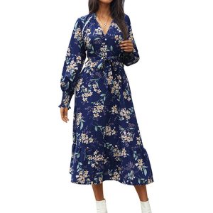 Women's Long Sleeve Floral Print Dress - Y2K Aesthetic Cute Dress for Every Occasion