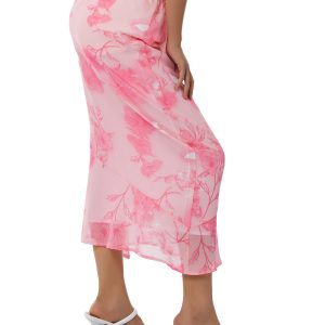 Women's Retro Floral Print Cargo Skirt - Bohemian Elastic Waist Long Skirt for Y2K Aesthetic