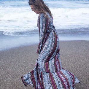 Women's Sago Print Long Sleeve Dress - Y2K Aesthetic Floral Style for Trendy Outfits