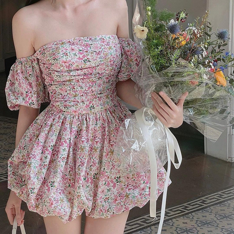 Women's Summer Y2K Fairy Dress - Casual Floral A-Swing Off-Shoulder Mini Dress