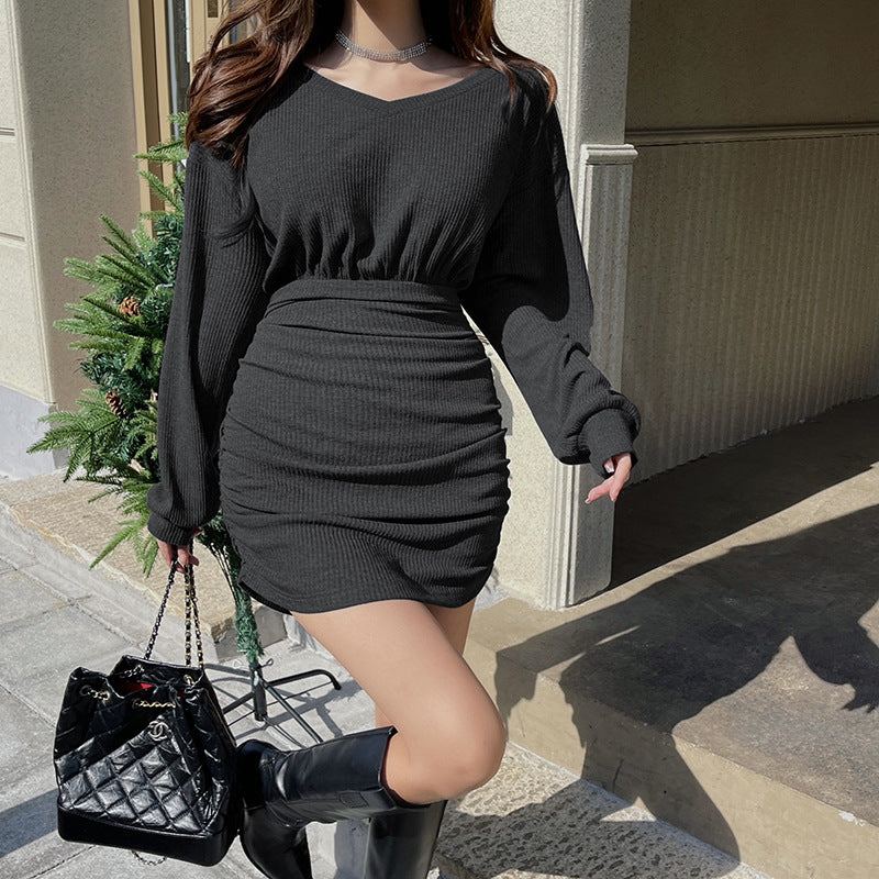 Women's Summer Y2K Fairy Dress - Casual Loose Knit Mini Dress with Split Long Sleeves