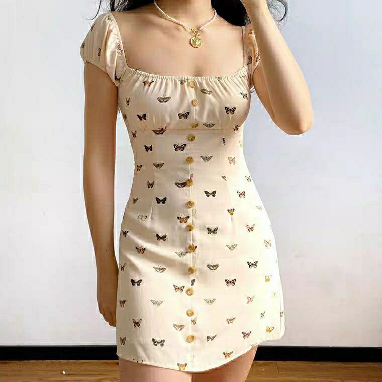 Women's Summer Y2K Fairy Dress - Casual Loose Mini Dress with Aesthetic Butterfly Print