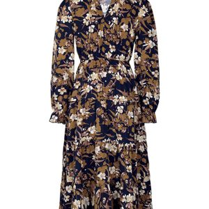 Women's V-Neck Long Sleeve Printed Dress - Y2K Aesthetic Fashion for Effortless Style