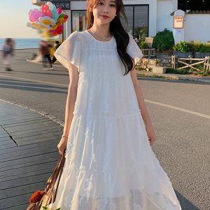 Women's Y2K Aesthetic Loose Beach Dress for Summer Seaside Vacations