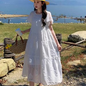 Women's Y2K Aesthetic Loose Beach Dress for Summer Seaside Vacations