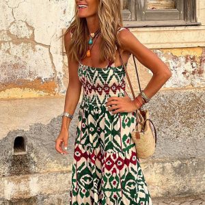 Women's Y2K Aesthetic Printed Swing Dress for Beach Vacations and Summer Outings