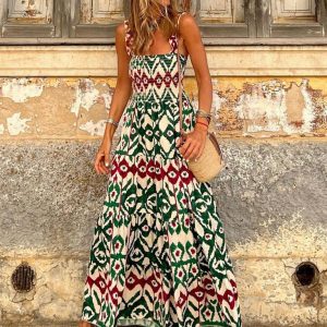 Women's Y2K Aesthetic Printed Swing Dress for Beach Vacations and Summer Outings