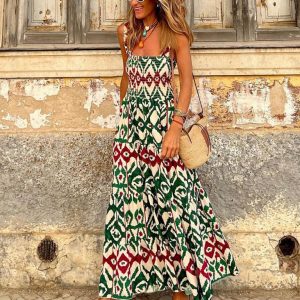 Women's Y2K Aesthetic Printed Swing Dress for Beach Vacations and Summer Outings