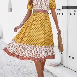 Women's Y2K Aesthetic Resort Casual Printed Dress for Cute Summer Outfits