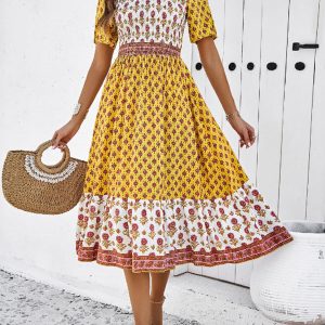 Women's Y2K Aesthetic Resort Casual Printed Dress for Cute Summer Outfits