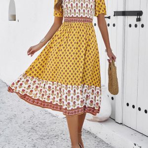 Women's Y2K Aesthetic Resort Casual Printed Dress for Cute Summer Outfits