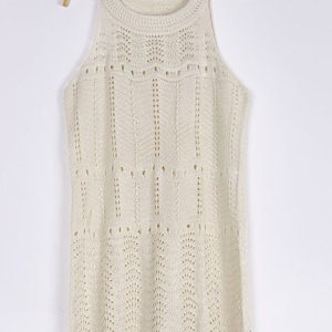 Women's Y2K Aesthetic Sleeveless Cutout Knit Dress for Trendy Summer Outfits