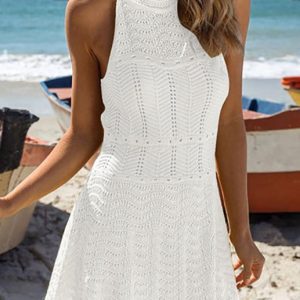 Women's Y2K Aesthetic Sleeveless Cutout Knit Dress for Trendy Summer Outfits