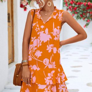 Women's Y2K Casual Sleeveless Strappy Ruffle Dress for Trendy Summer Outfits