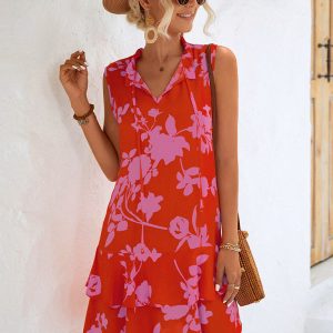 Women's Y2K Casual Sleeveless Strappy Ruffle Dress for Trendy Summer Outfits