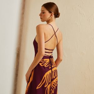 Y2K Aesthetic Backless Tie Back Long Dress for Coquette and Grunge Style Outfits