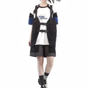 Y2K Aesthetic Baseball Girl's Long Shirt, Strap Dress, T-Shirt, Vest & Half Pants Set