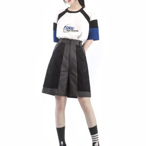 Y2K Aesthetic Baseball Girl's Long Shirt, Strap Dress, T-Shirt, Vest & Half Pants Set