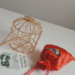 Y2K Aesthetic Bird Cage Pouch - Cute Coquette Style Accessory for Trendy Outfits