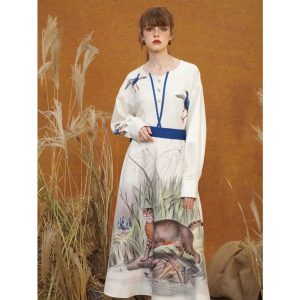 Y2K Aesthetic Cat Painting One Piece Dress - Cute and Comfy for Unique Outfits