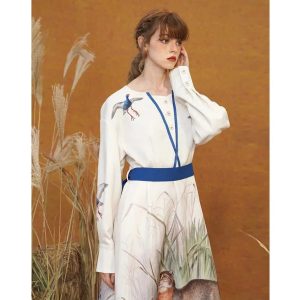 Y2K Aesthetic Cat Painting One Piece Dress - Cute and Comfy for Unique Outfits