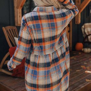 Y2K Aesthetic Contrast Plaid Shirt Dress - Trendy Grunge Style for Effortless Chic