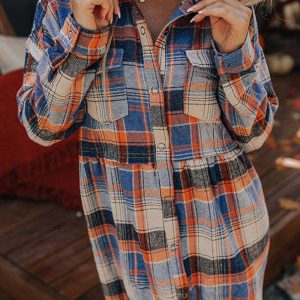 Y2K Aesthetic Contrast Plaid Shirt Dress - Trendy Grunge Style for Effortless Chic