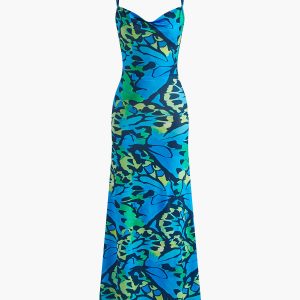 Y2K Aesthetic Drawstring Backless Dress - Trendy Skinny Fit with Unique Print