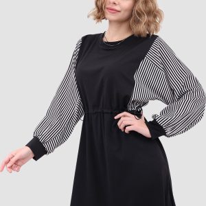 Y2K Aesthetic Drawstring Waist Long Sleeve Dress for Trendy Coquette Style