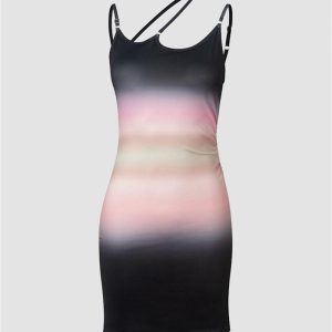 Y2K Aesthetic Gradual Oil Painting Short Dress - Trendy Coquette Style for Unique Looks