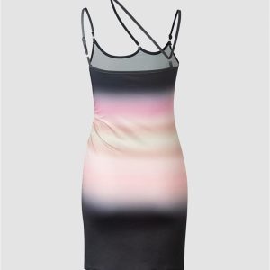 Y2K Aesthetic Gradual Oil Painting Short Dress - Trendy Coquette Style for Unique Looks