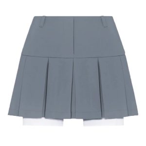 Y2K Aesthetic Gray Blazer and Skirt Set for Women - Trendy Two-Piece Outfit