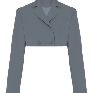 Y2K Aesthetic Gray Blazer and Skirt Set for Women - Trendy Two-Piece Outfit