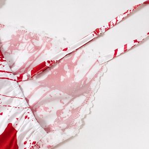 Y2K Aesthetic Halloween Bloody Stain Mini Dress for Grunge and Coquette Style