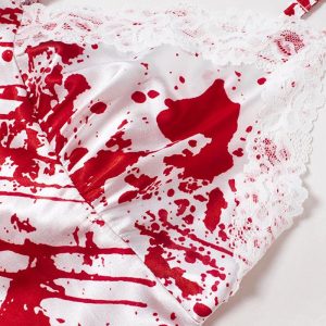 Y2K Aesthetic Halloween Bloody Stain Mini Dress for Grunge and Coquette Style