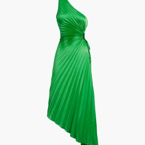 **Y2K Aesthetic In Pleat Satin Cutout Long Dress for Chic Coquette Style**