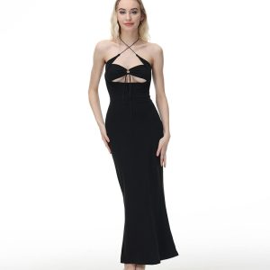 Y2K Aesthetic Jet Set Tube Halter Dress - Trendy Coquette Style for Effortless Chic