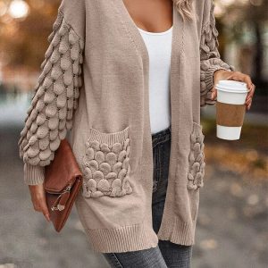 Y2K Aesthetic Knitted Lightweight Cardigan - Slim V Neck Long Sleeve Pink Coat for Casual Style